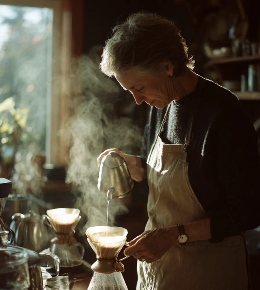 Mãos segurando grãos de café