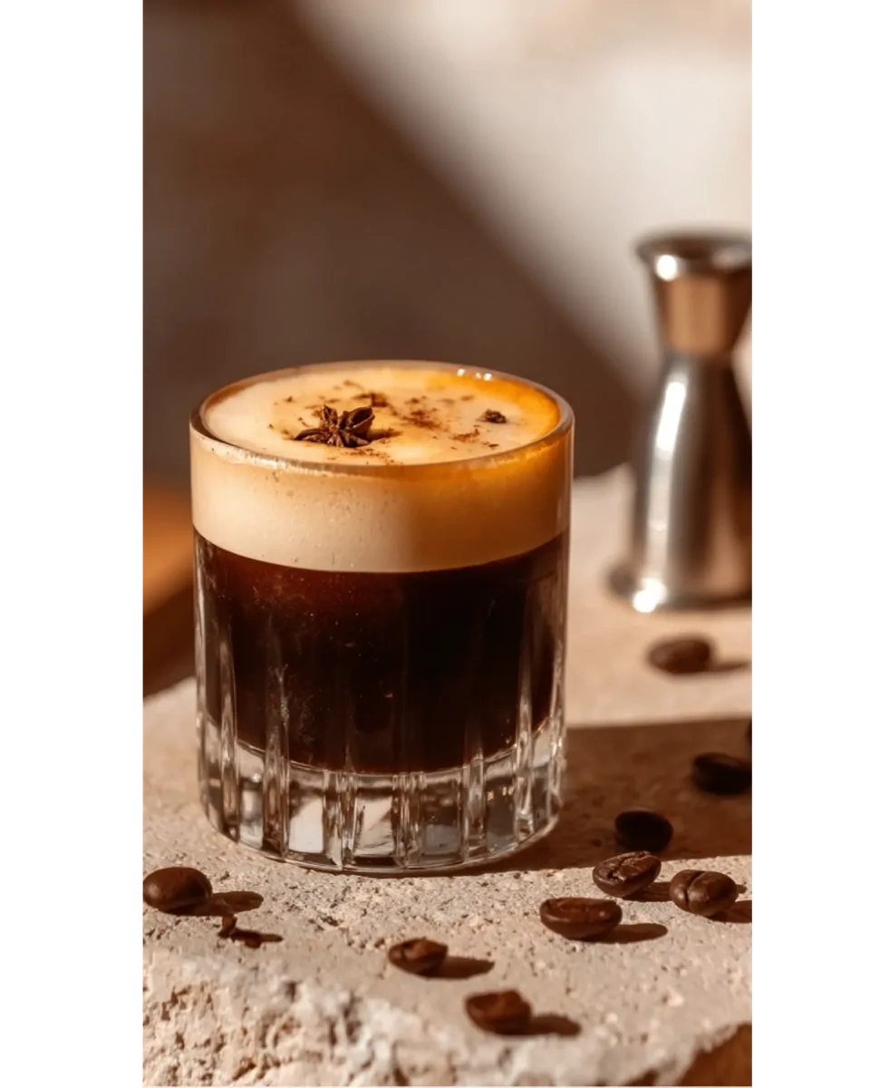 Café gelado em composição editorial